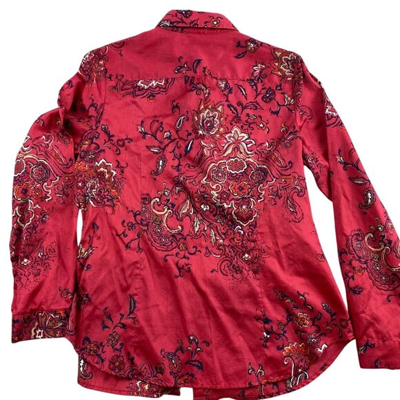 Coldwater Creek Womens Shirt Medium Long Sleeve Floral Red Casual Retro Y2K - Picture 2 of 8